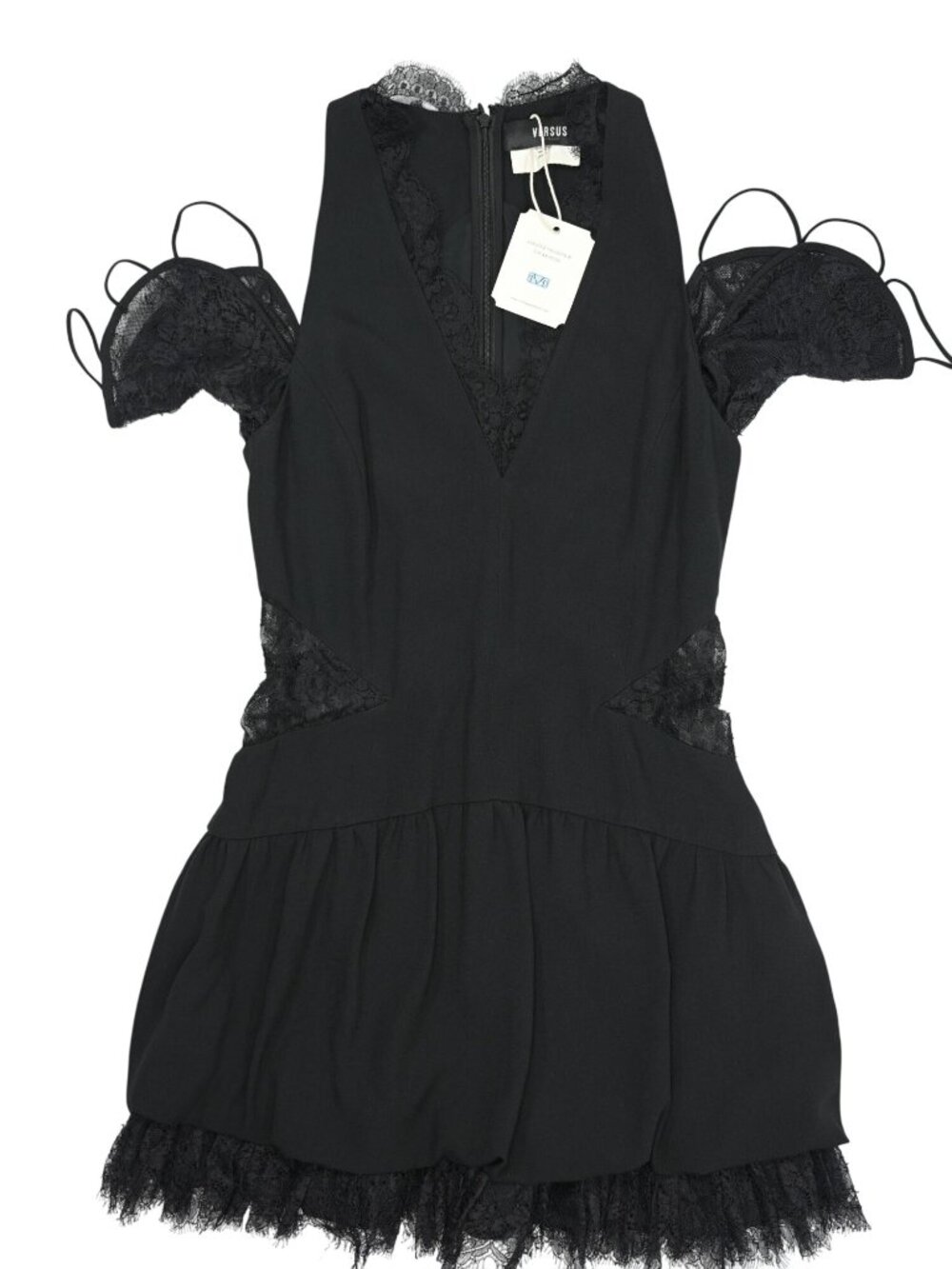 Vintage Versus Versace Archive Collection Lace Detail Mini Dress in Black